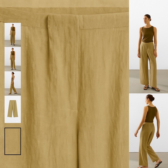 Massimo Dutti Pants - Massimo Dutti Khaki Wide-Leg Pants
